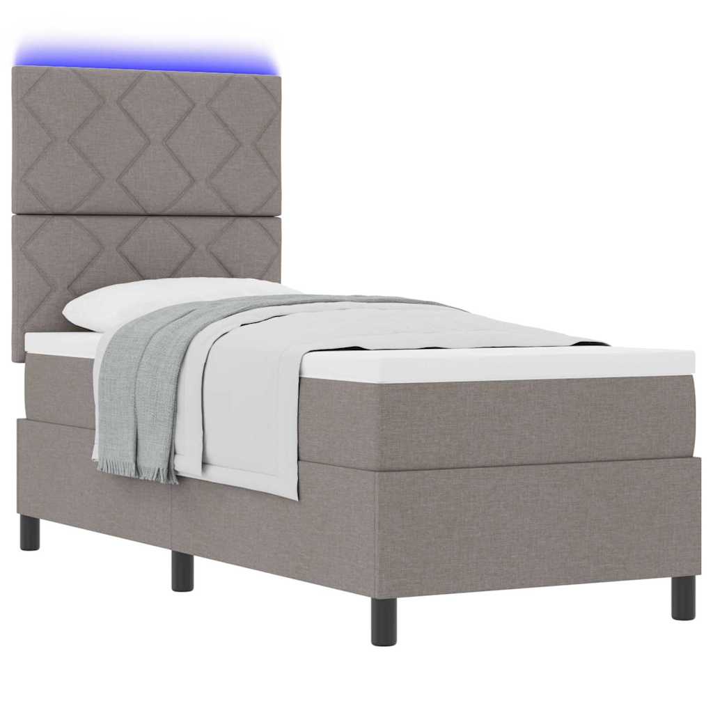 vidaXL Łóżko sprężynowe z paskami LED Ciemnoszary 80 x 200 cm tkanina