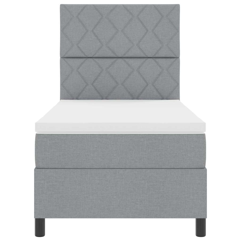 vidaXL Łóżko sprężynowe z paskami LED Jasnoszary 90 x 190 cm tkanina