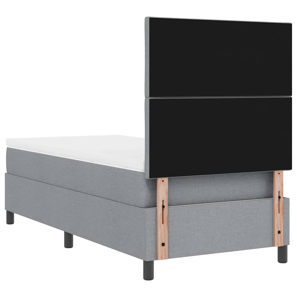 vidaXL Łóżko sprężynowe z paskami LED Jasnoszary 90 x 200 cm tkanina