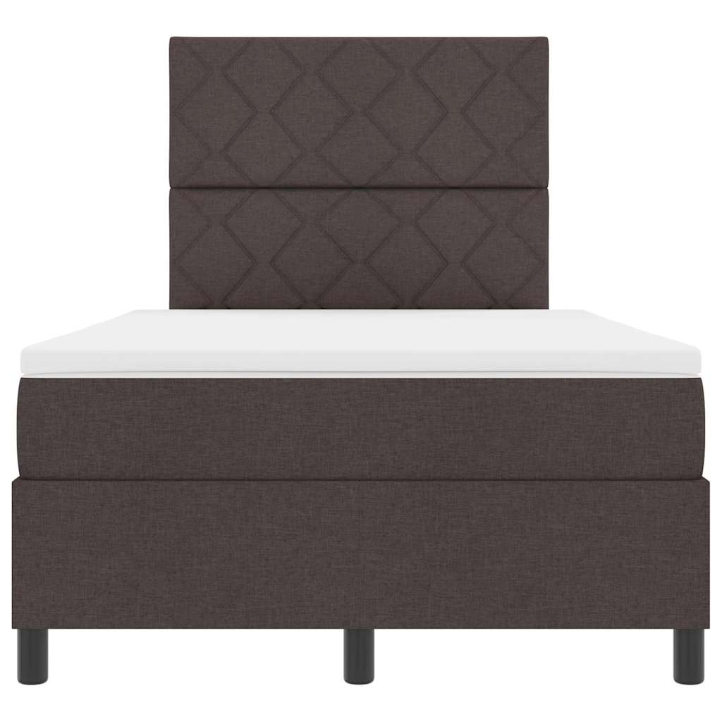 vidaXL Łóżko sprężynowe z materacem ciemnobrązowy 120 x 190 cm tkanina