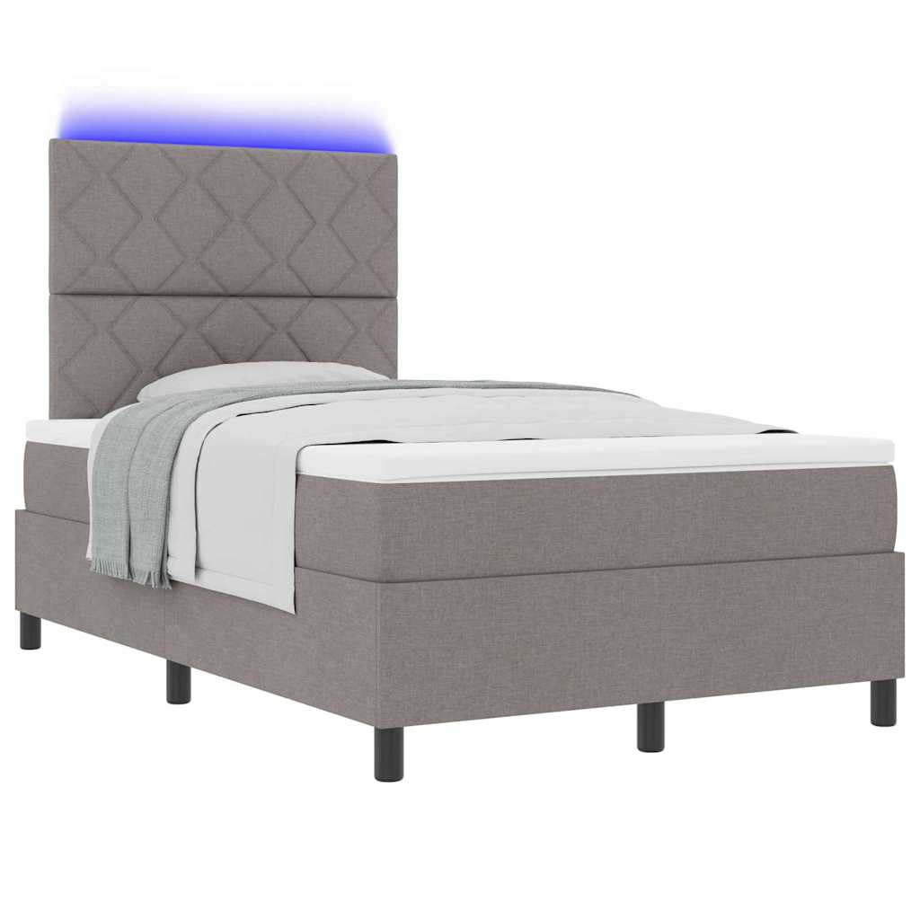 vidaXL Łóżko sprężynowe z paskami LED Ciemnoszary 120 x 190 cm tkanina