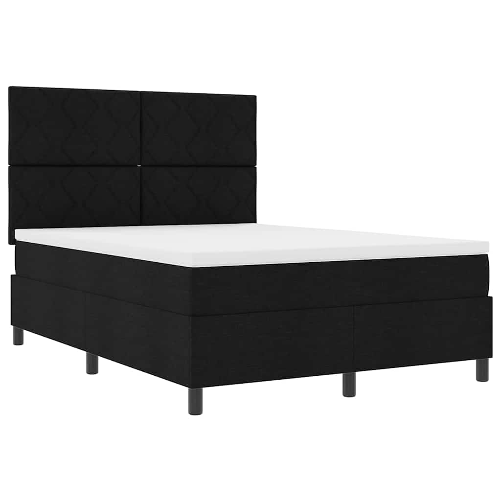 vidaXL Łóżko sprężynowe z paskami LED Czarny 140 x 190 cm tkanina