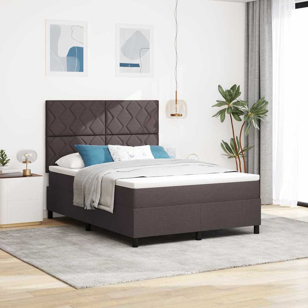 vidaXL Łóżko sprężynowe ciemnobrązowy 140 x 190 cm tkanina