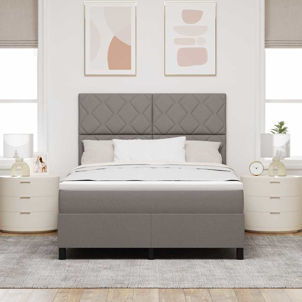 vidaXL Łóżko sprężynowe z paskami LED Ciemnoszary 140 x 190 cm tkanina