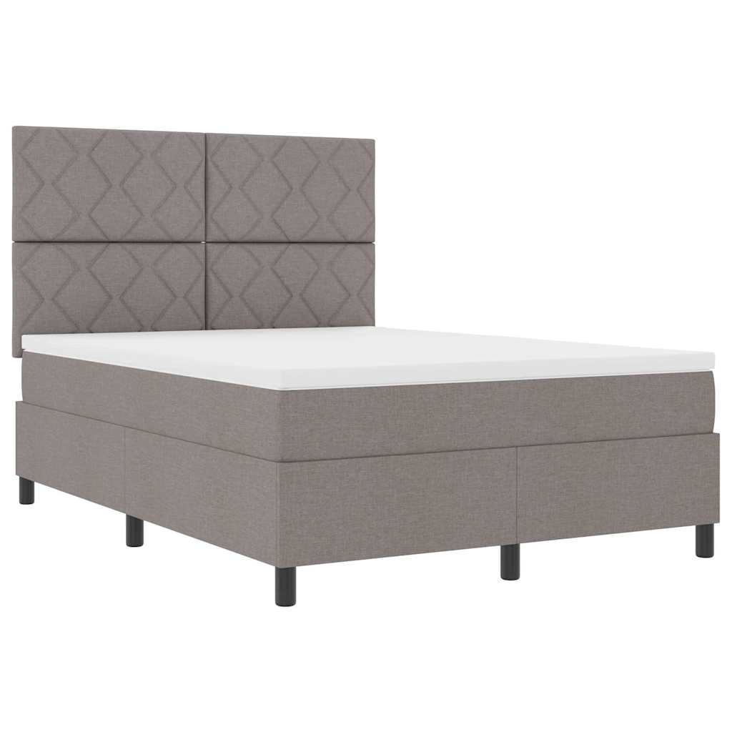 vidaXL Łóżko sprężynowe z paskami LED Ciemnoszary 140 x 190 cm tkanina