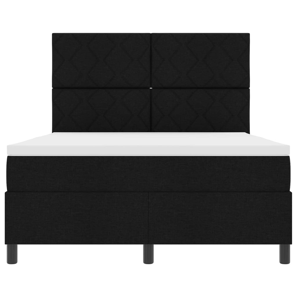 vidaXL Łóżko sprężynowe z paskami LED Czarny 160 x 200 cm tkanina