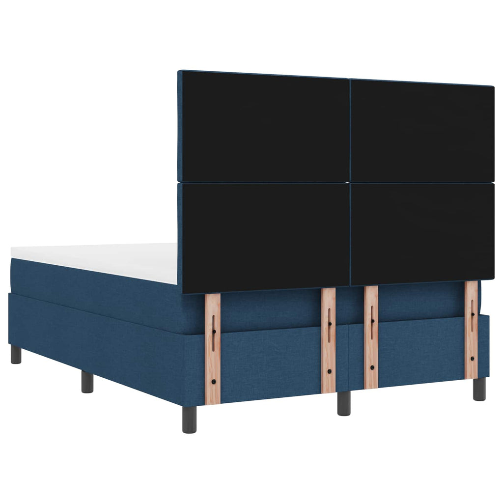 vidaXL Łóżko sprężynowe z paskami LED Niebieski 160 x 200 cm tkanina