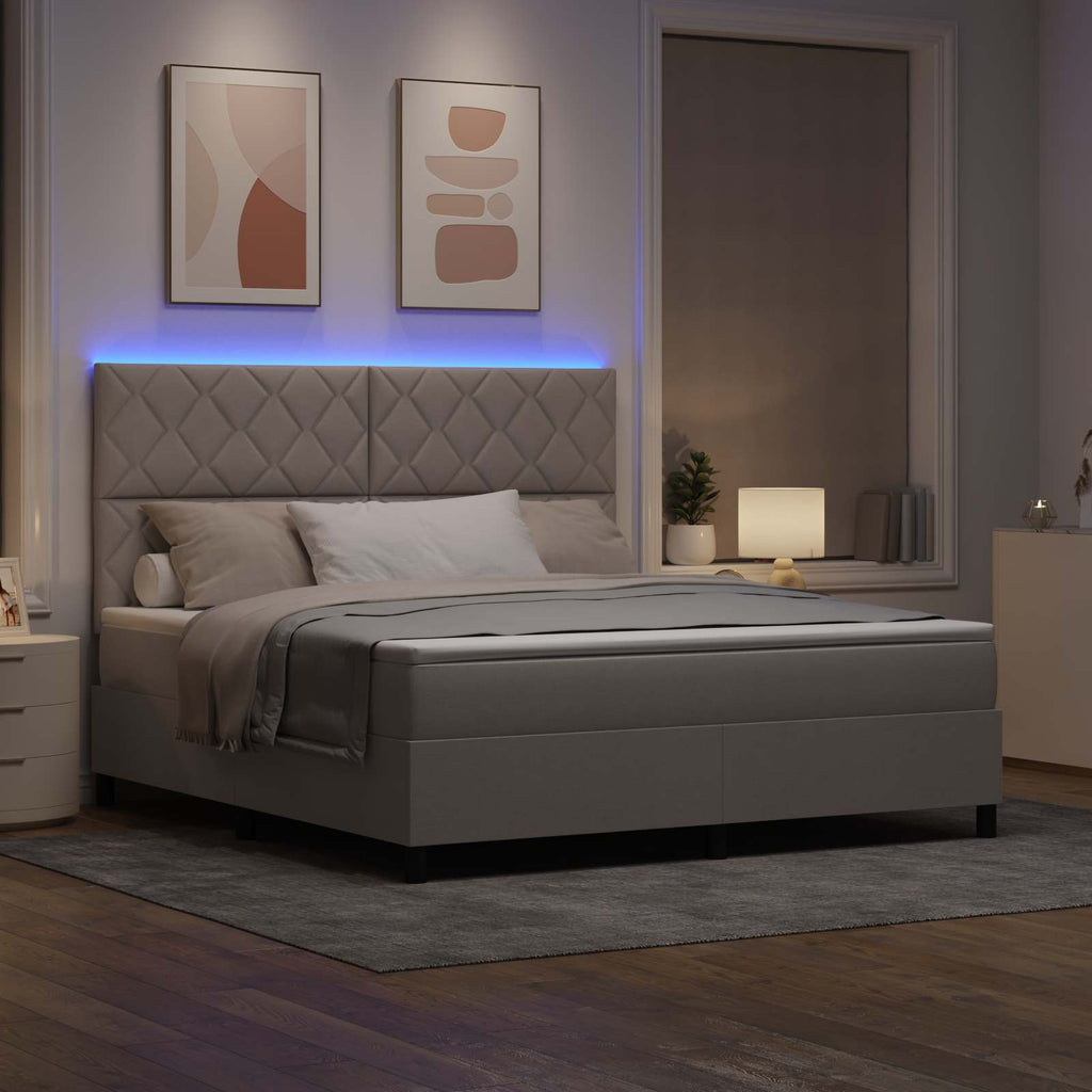 vidaXL Łóżko sprężynowe z paskami LED Ciemnoszary 180 x 200 cm tkanina