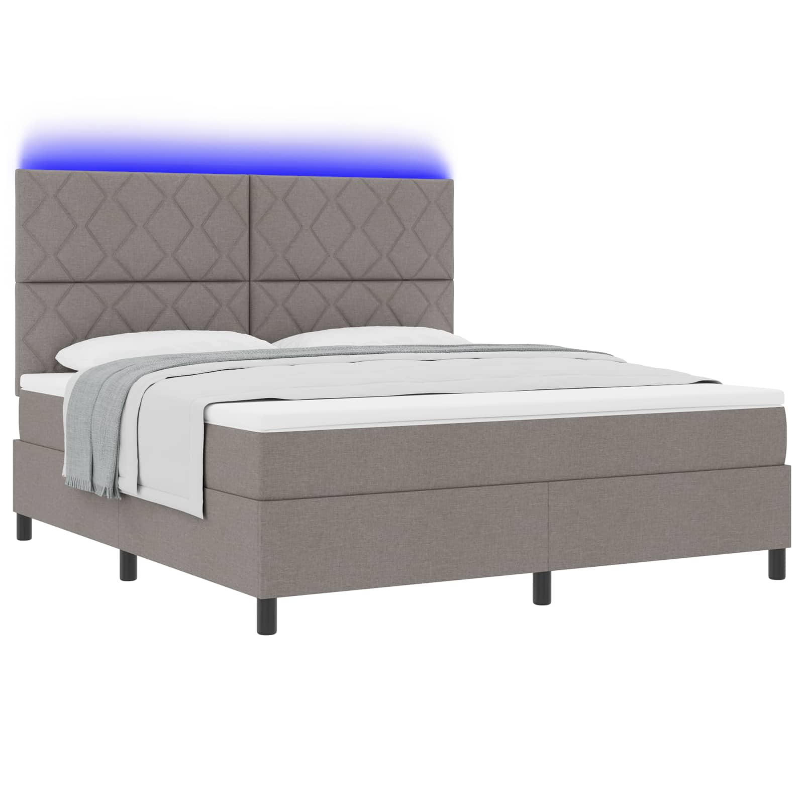 vidaXL Łóżko sprężynowe z paskami LED Ciemnoszary 180 x 200 cm tkanina