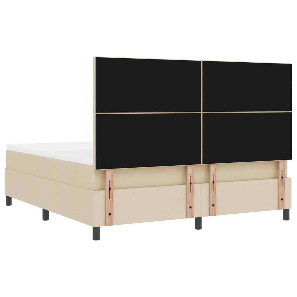 vidaXL Łóżko sprężynowe z paskami LED Kremowy 180 x 200 cm tkanina