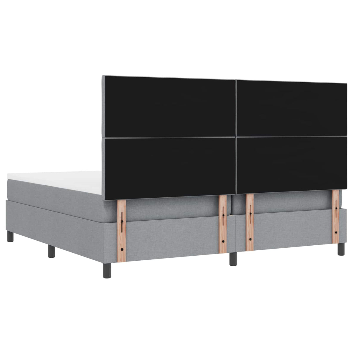 vidaXL Łóżko sprężynowe z paskami LED Jasnoszary 200 x 200 cm tkanina