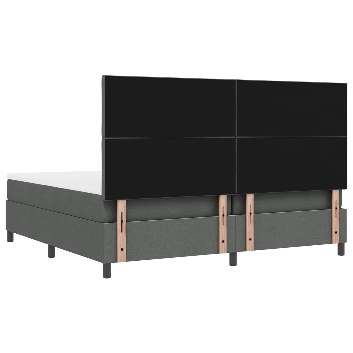 vidaXL Łóżko sprężynowe Z zagłówkiem ciemno szary 200 x 200 cm tkanina