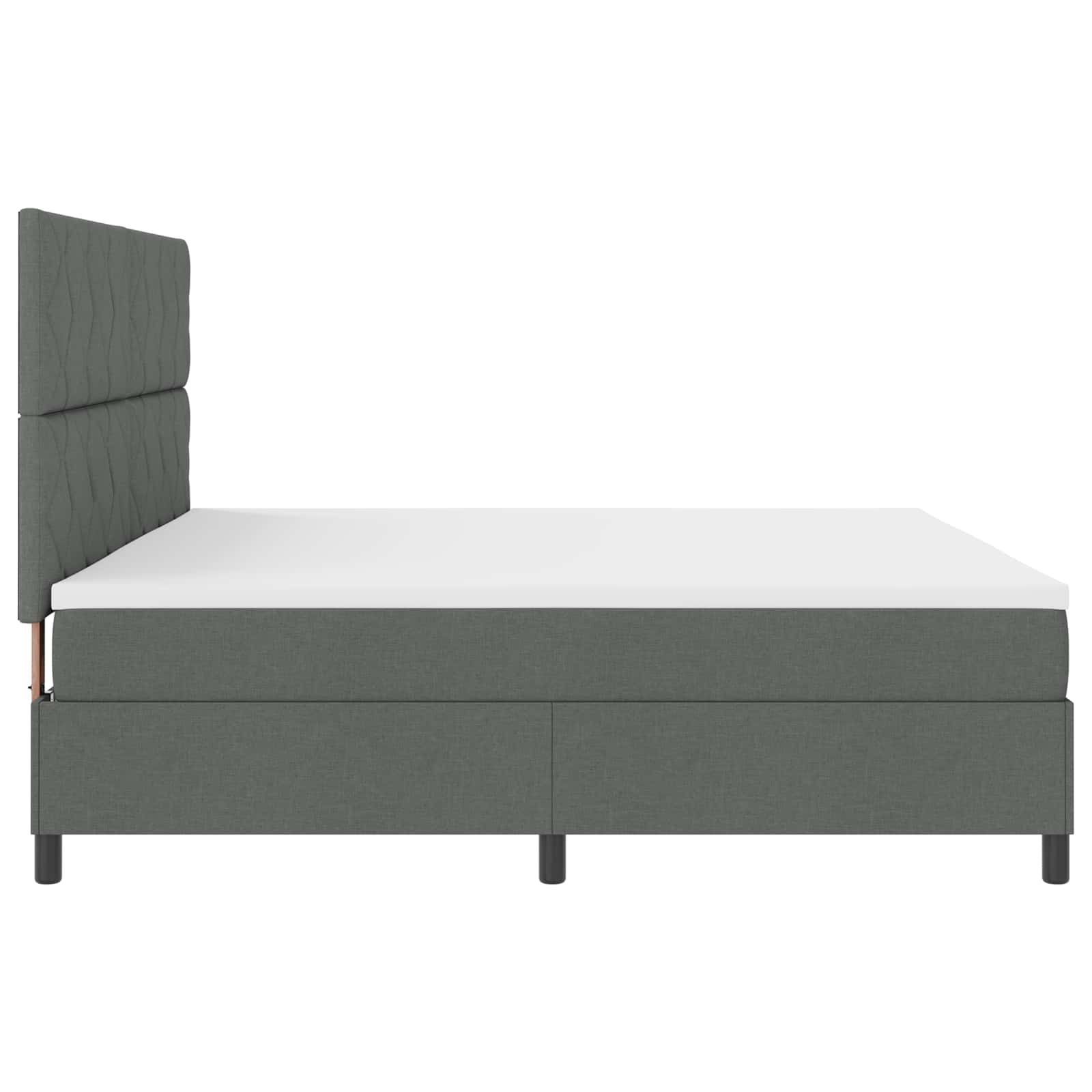 vidaXL Łóżko sprężynowe Z zagłówkiem ciemno szary 200 x 200 cm tkanina
