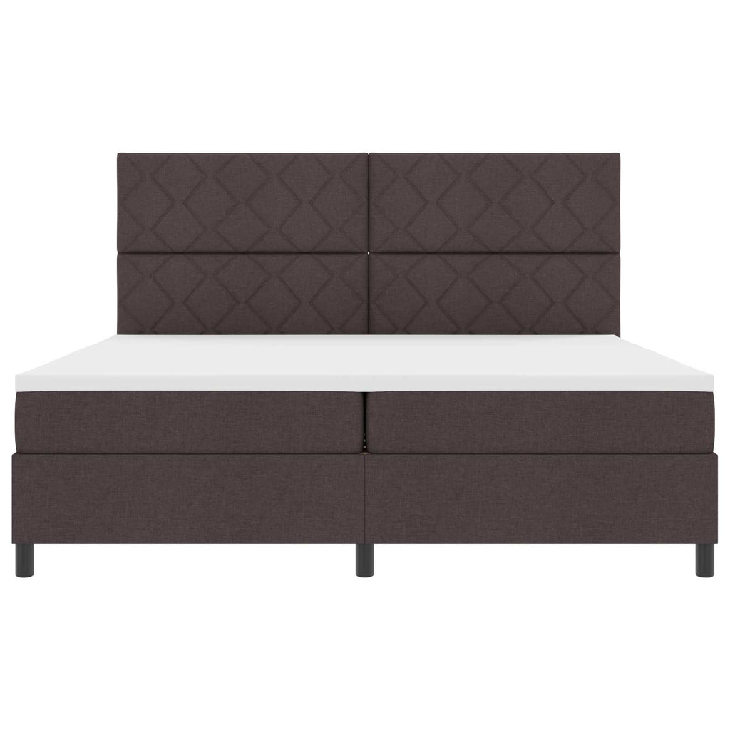 vidaXL Łóżko sprężynowe z materacem ciemnobrązowy 200 x 200 cm tkanina