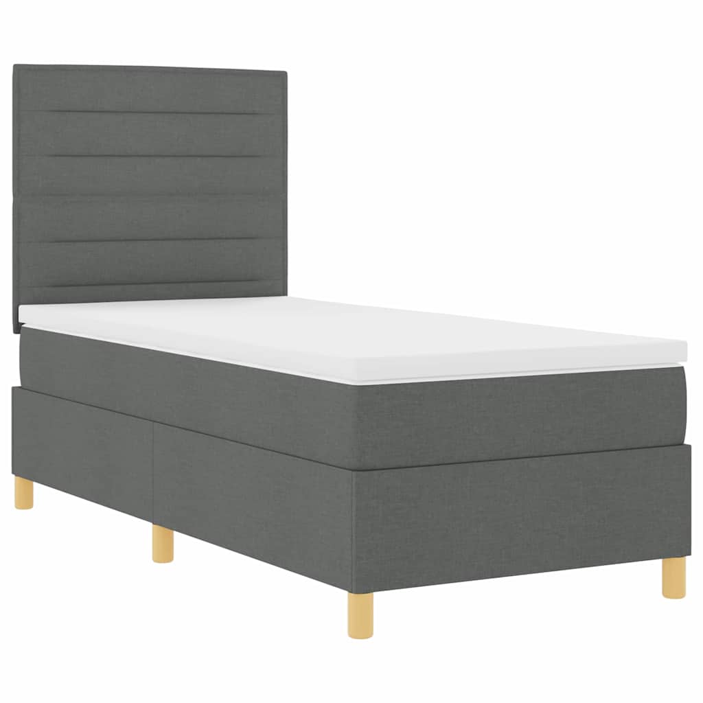 vidaXL Łóżko z sprężyną LED Ciemnoszary 80 x 200 cm tkanina