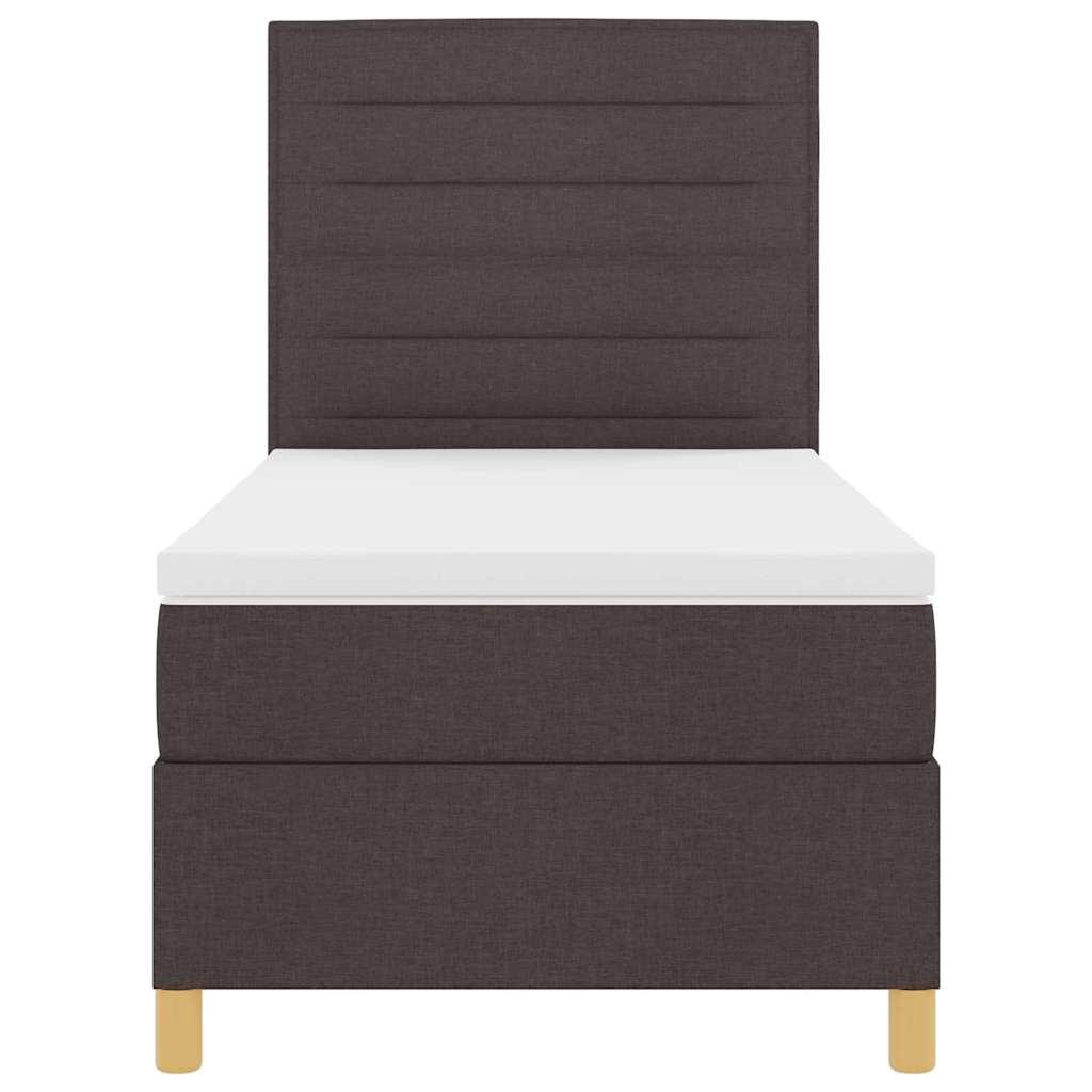 vidaXL Łóżko z sprężyną LED Ciemny brąz 80 x 200 cm tkanina