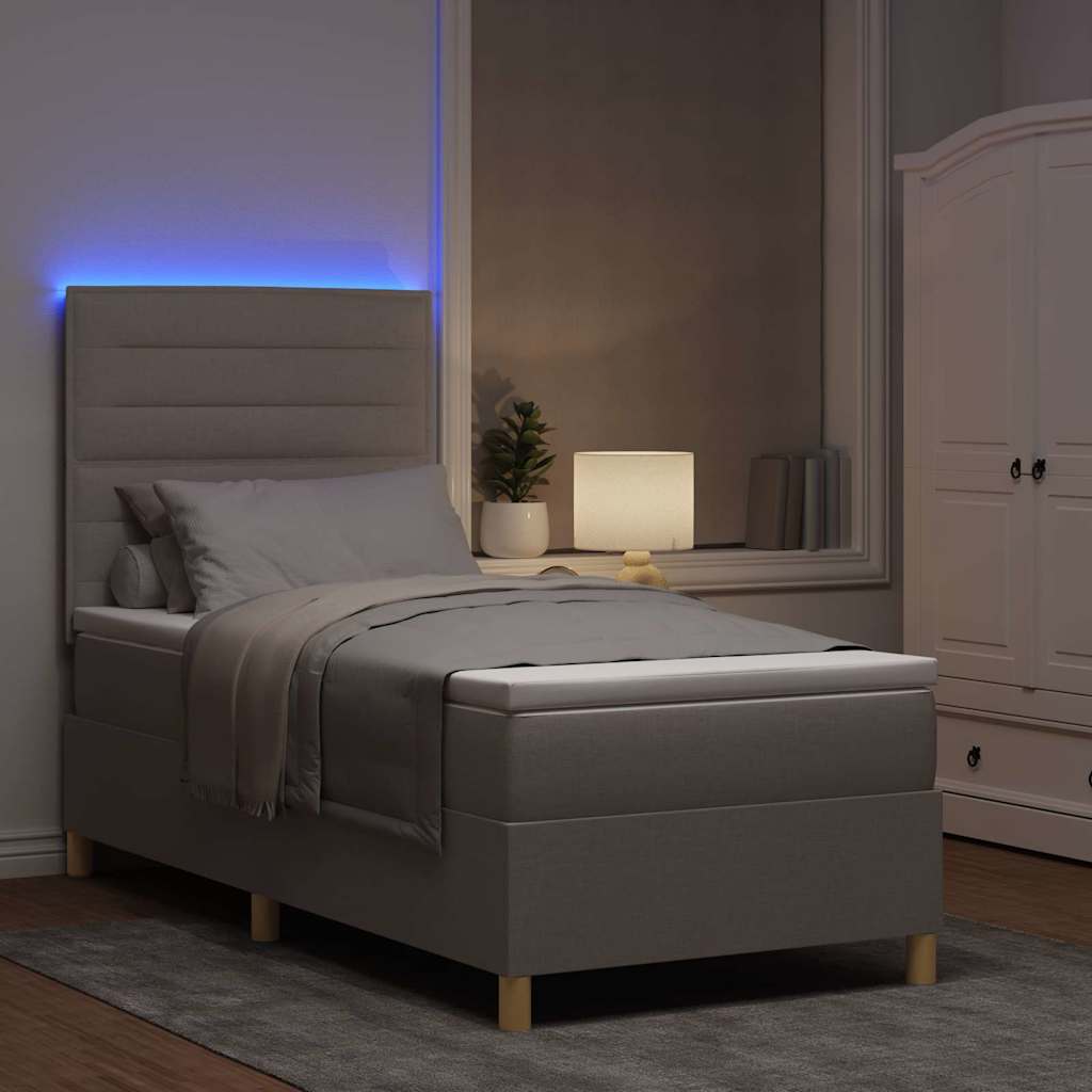 vidaXL Łóżko z sprężyną LED Ciemnoszary 80 x 200 cm tkanina