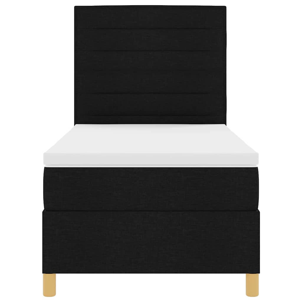 vidaXL Łóżko z sprężyną LED z materacem Czarny 90 x 190 cm tkanina