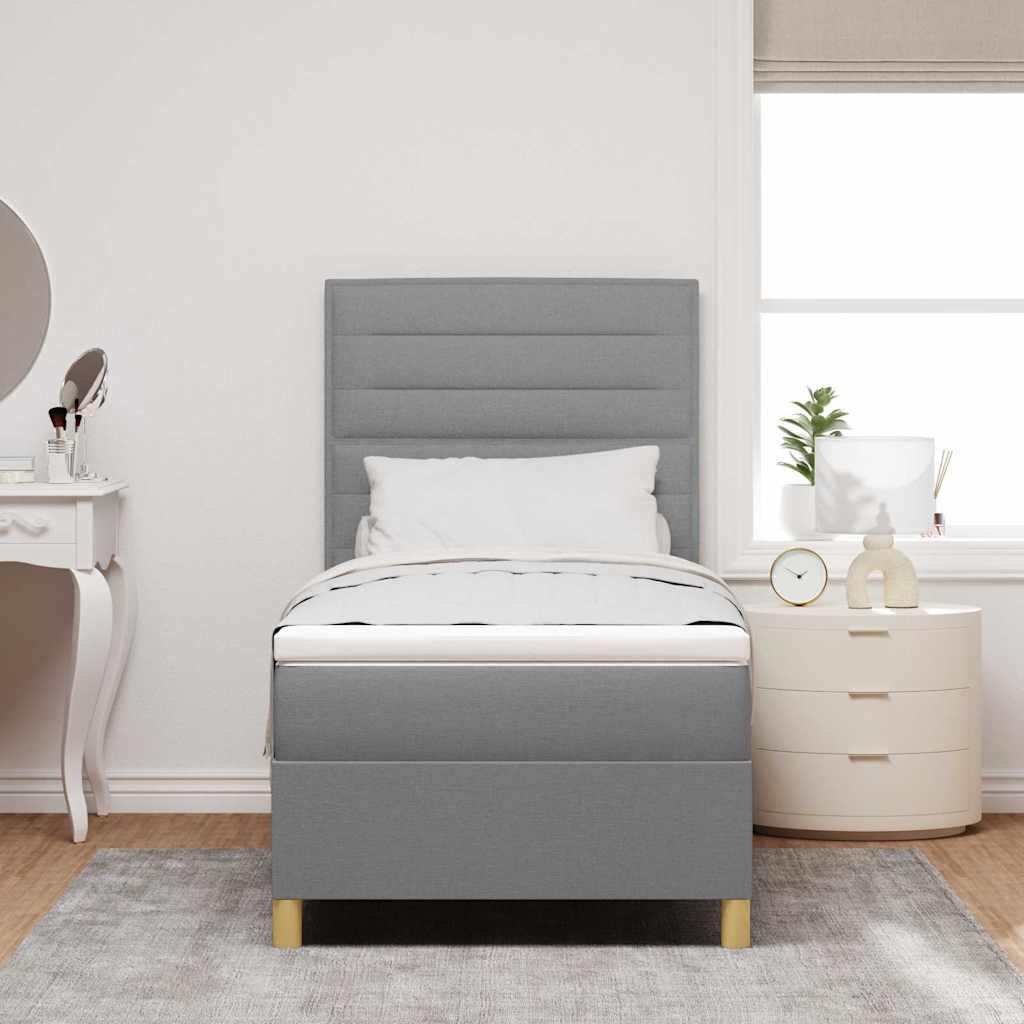 vidaXL Łóżko z sprężyną LED Jasnoszary 90 x 200 cm tkanina