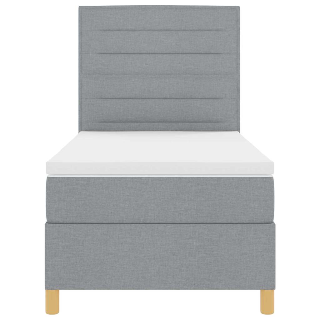 vidaXL Łóżko z sprężyną LED Jasnoszary 90 x 200 cm tkanina