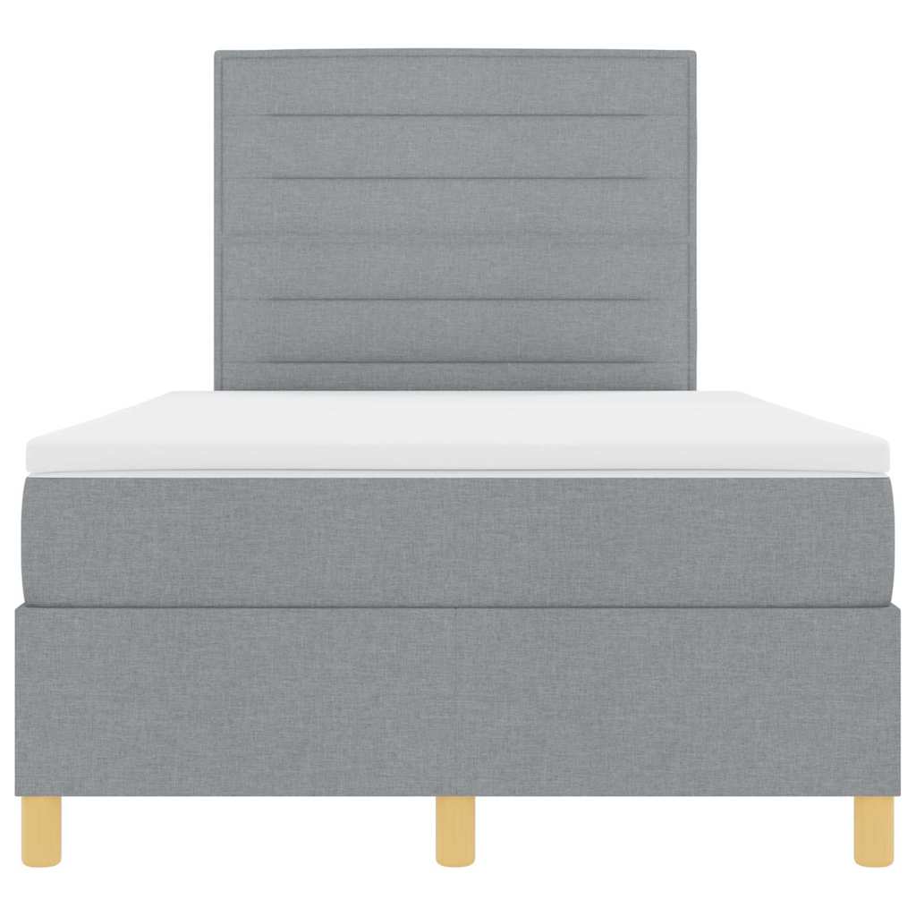 vidaXL Łóżko z sprężyną LED Jasnoszary 120 x 190 cm tkanina