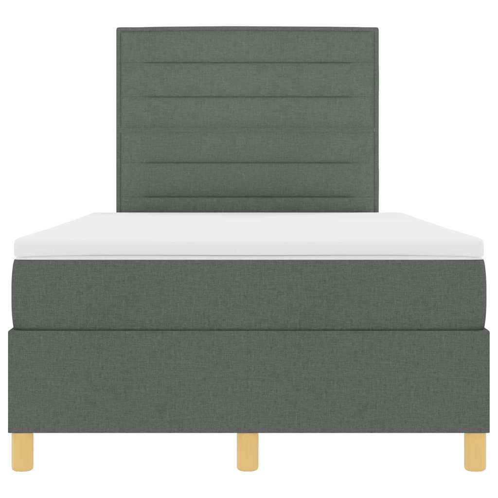 vidaXL Łóżko z sprężyną LED Ciemnoszary 120 x 190 cm tkanina