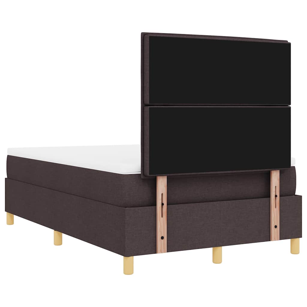 vidaXL Łóżko z sprężyną LED Ciemny brąz 120 x 190 cm tkanina