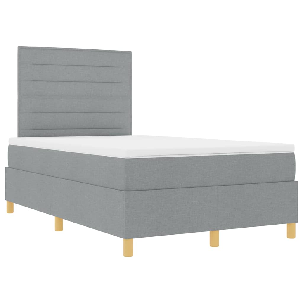 vidaXL Łóżko z sprężyną LED Jasnoszary 120 x 200 cm tkanina