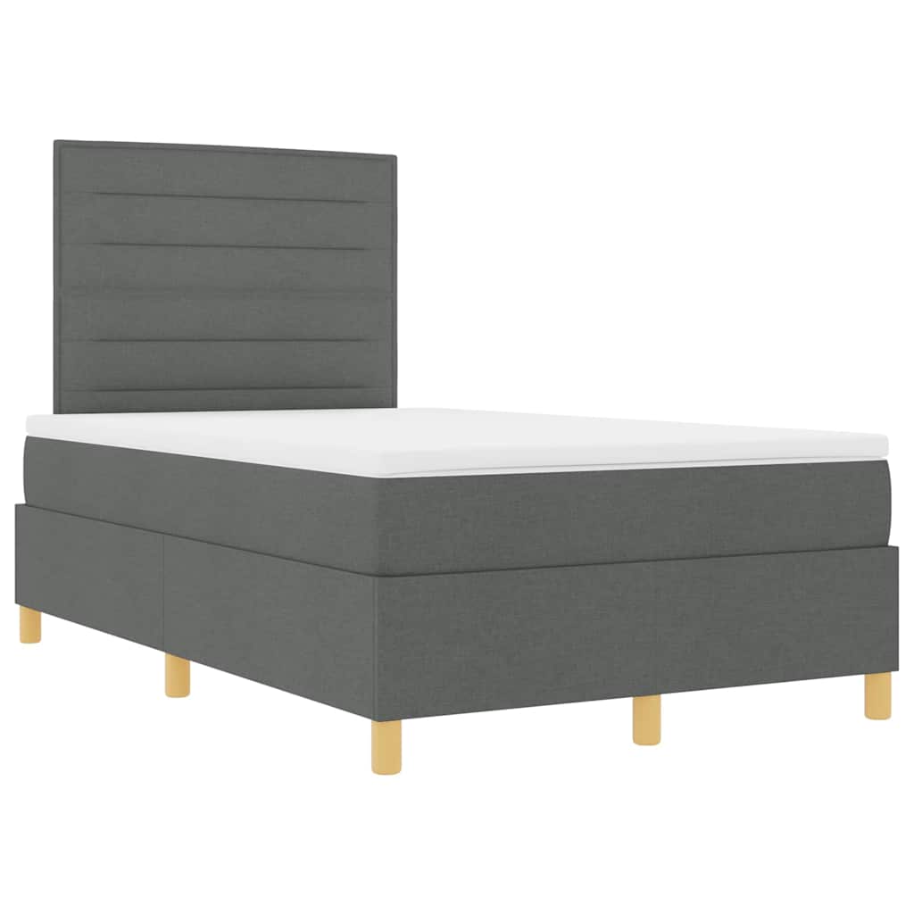 vidaXL Łóżko z sprężyną LED Ciemnoszary 120 x 200 cm tkanina