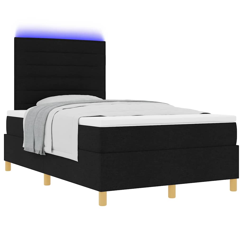 vidaXL Łóżko z sprężyną LED z materacem Czarny 120 x 200 cm tkanina
