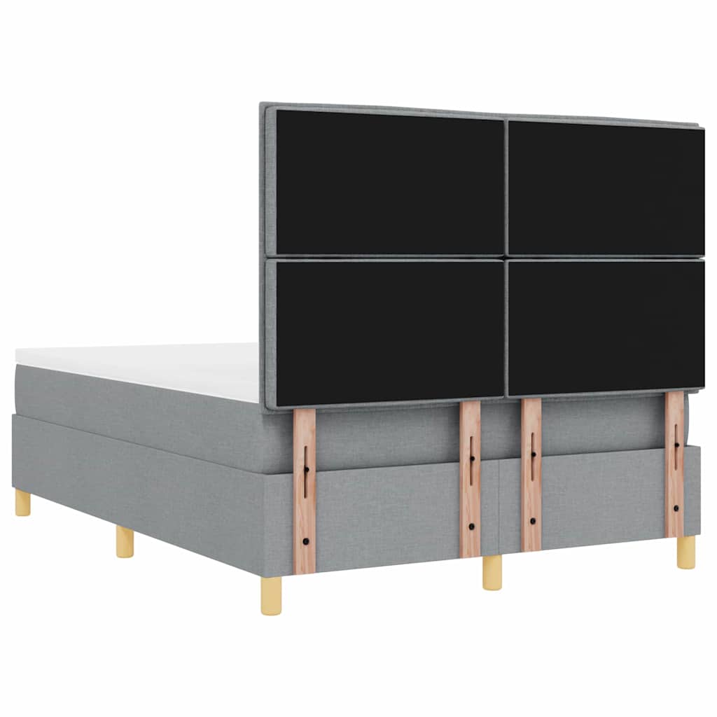 vidaXL Łóżko z sprężyną LED Jasnoszary 140 x 190 cm tkanina