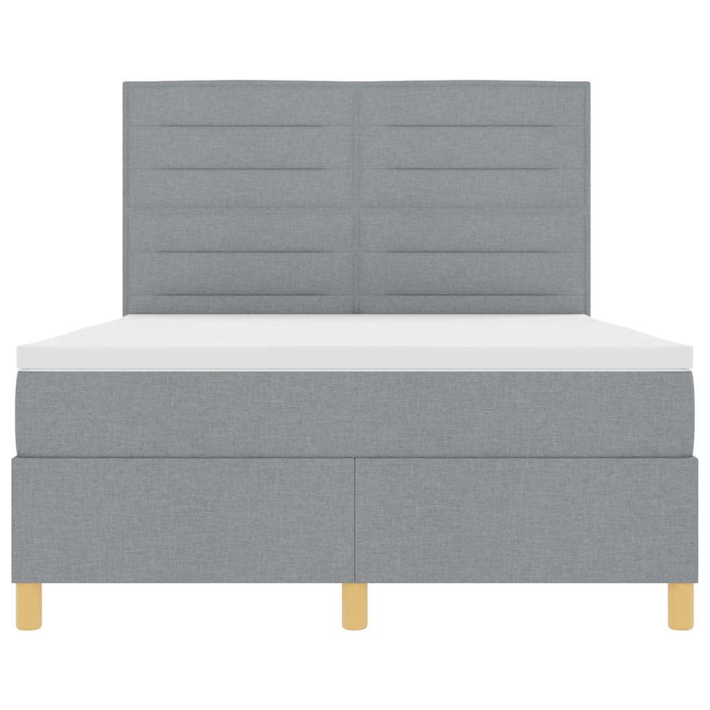 vidaXL Łóżko z sprężyną LED Jasnoszary 140 x 190 cm tkanina