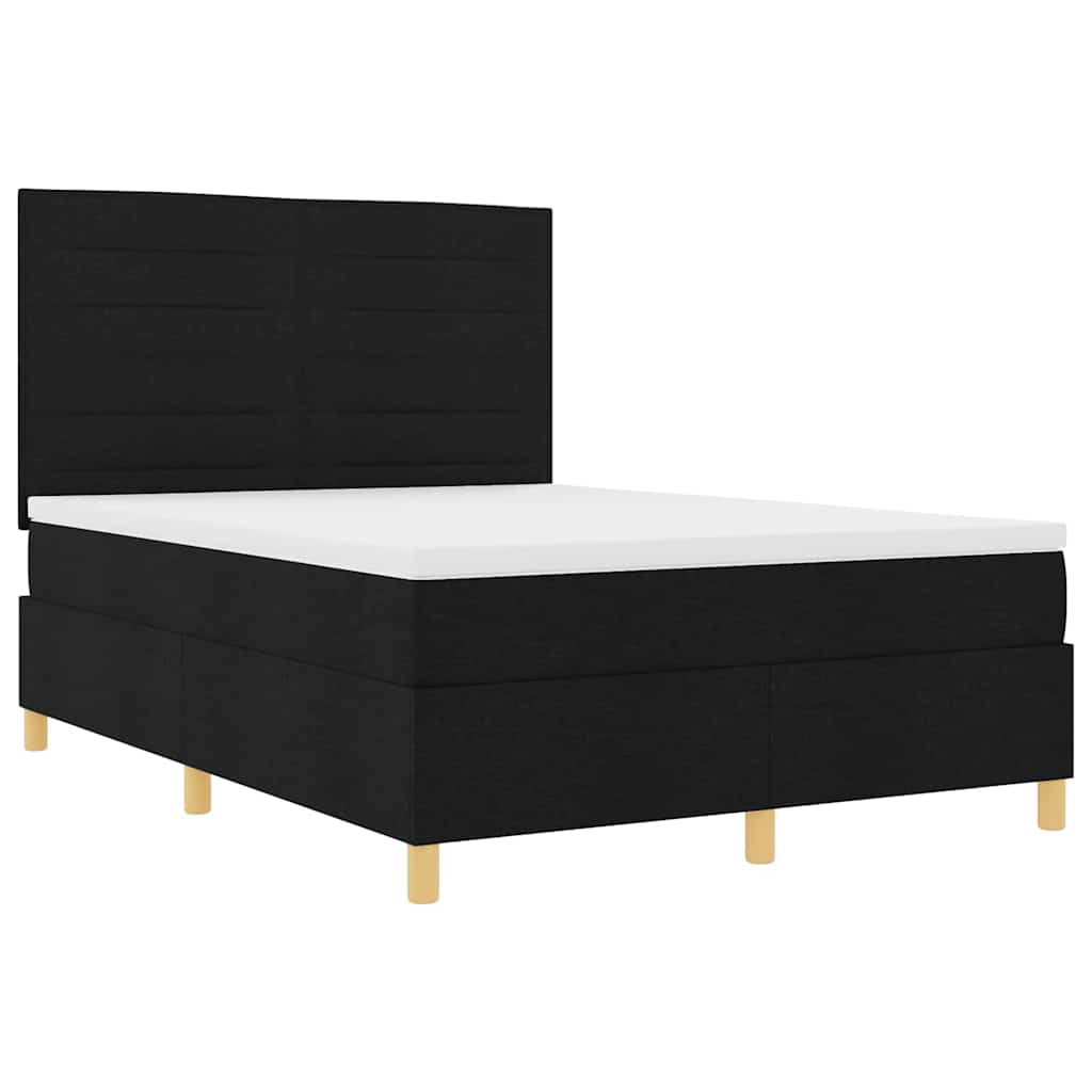 vidaXL Łóżko z sprężyną LED z materacem Czarny 140 x 190 cm tkanina