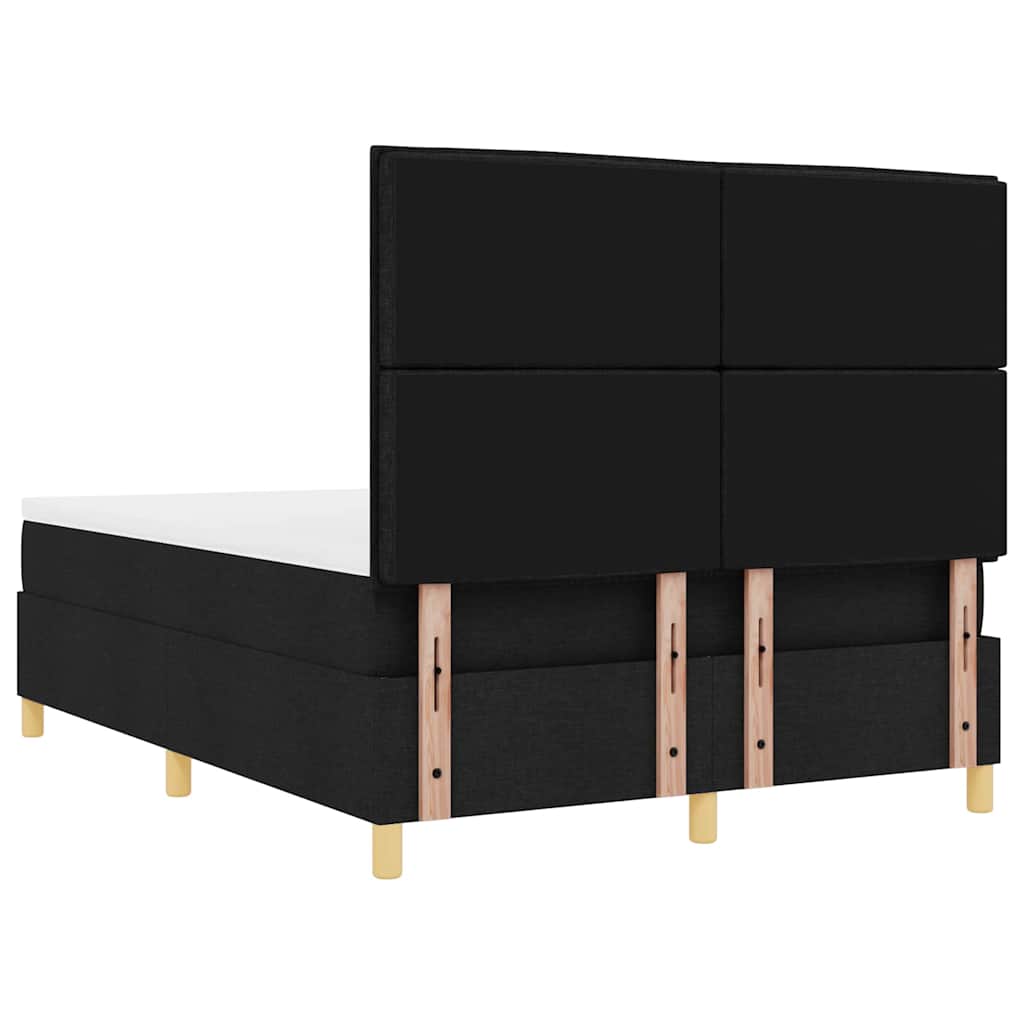 vidaXL Łóżko z sprężyną LED z materacem Czarny 140 x 190 cm tkanina