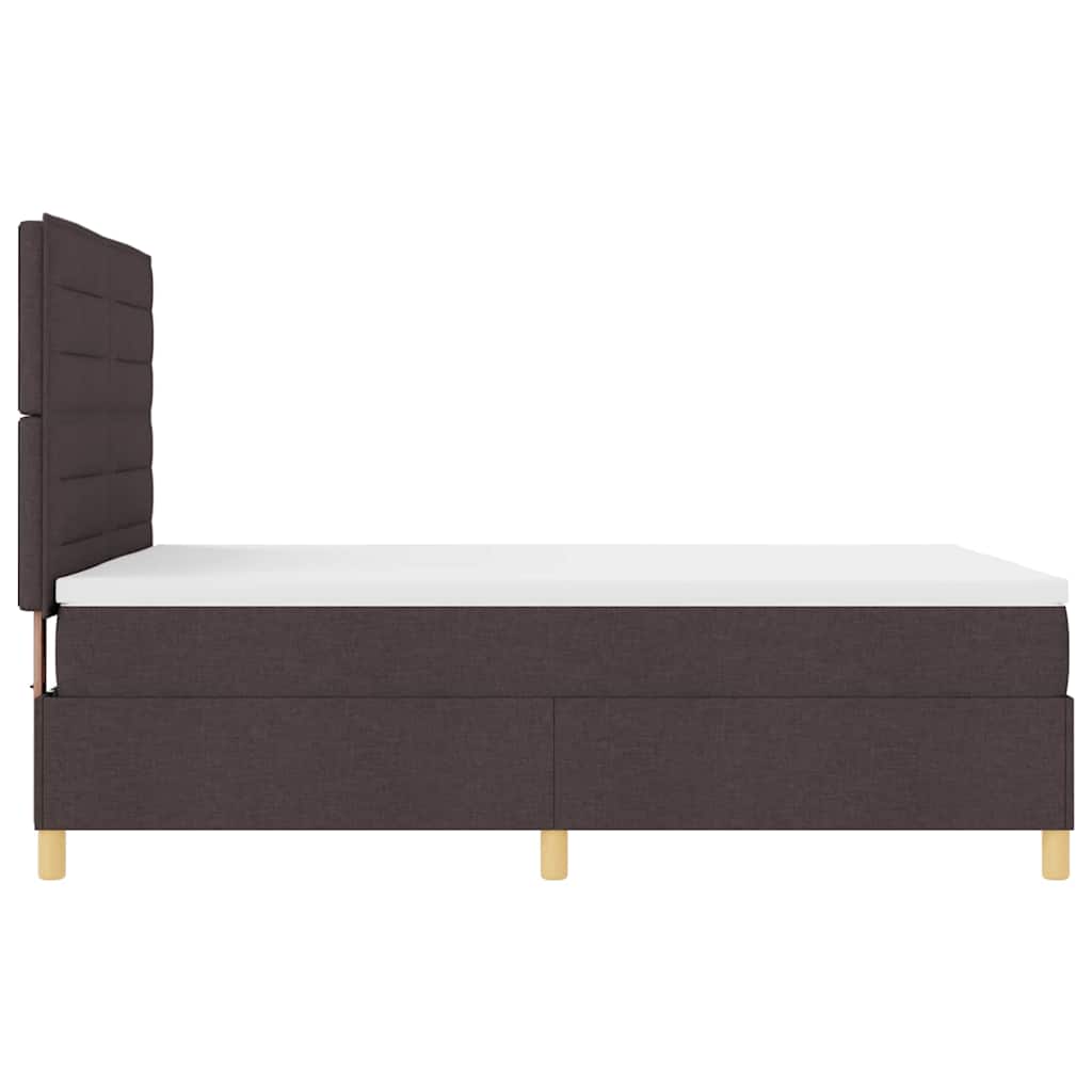 vidaXL Łóżko z sprężyną LED Ciemny brąz 140 x 190 cm tkanina