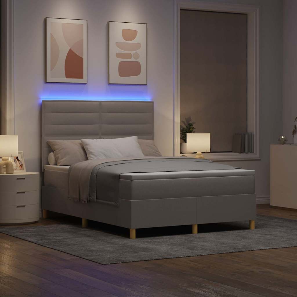 vidaXL Łóżko z sprężyną LED Ciemnoszary 140 x 190 cm tkanina