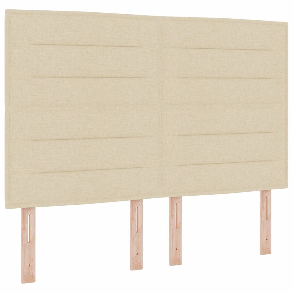 vidaXL Łóżko z sprężyną LED Z zagłówkiem Kremowy 140 x 190 cm tkanina