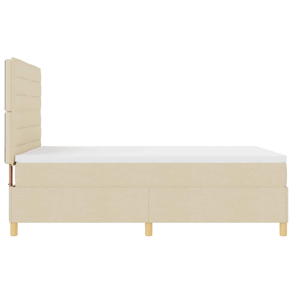 vidaXL Łóżko z sprężyną LED Z zagłówkiem Kremowy 140 x 190 cm tkanina
