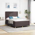 vidaXL Łóżko z sprężyną LED Ciemny brąz 160 x 200 cm tkanina