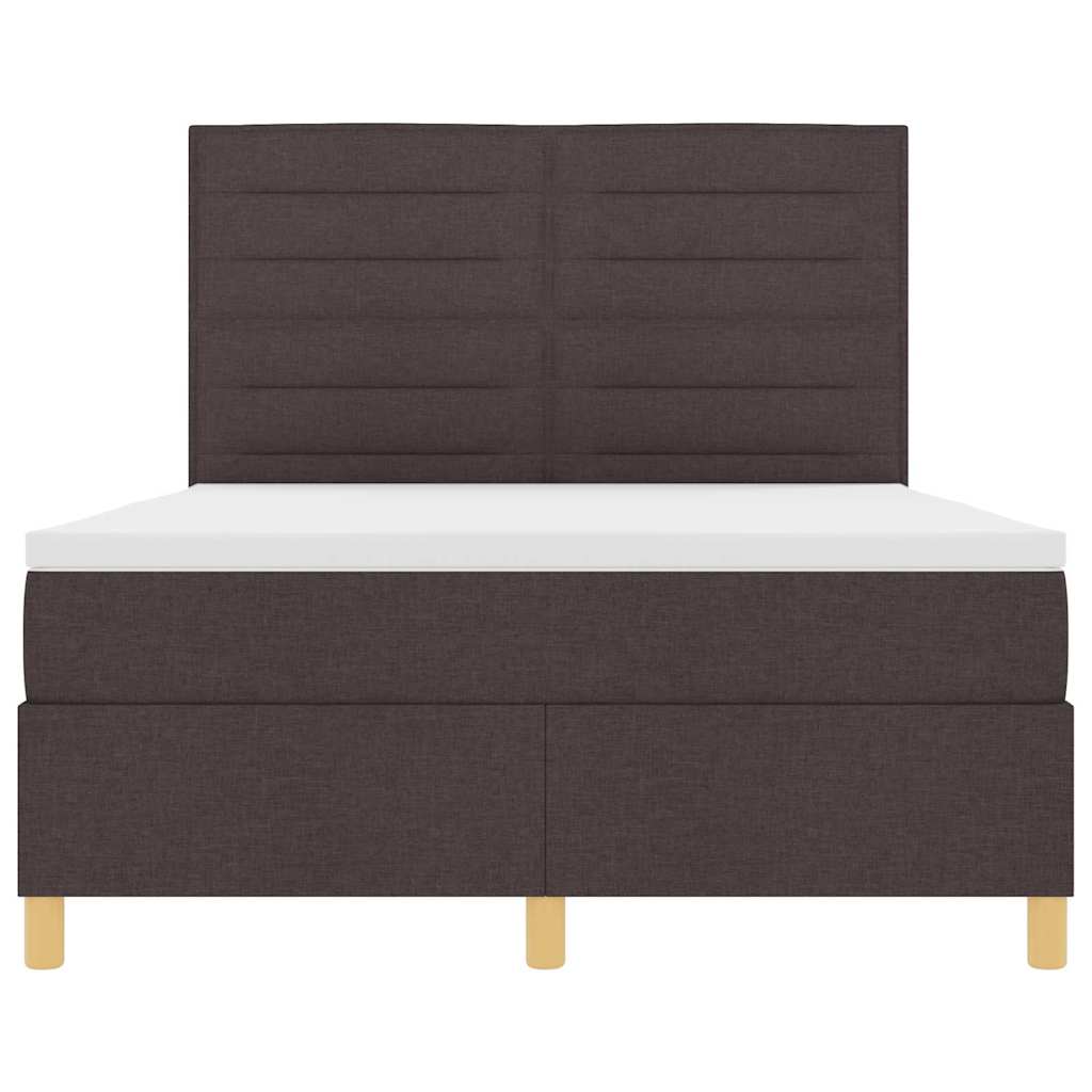 vidaXL Łóżko z sprężyną LED Ciemny brąz 160 x 200 cm tkanina