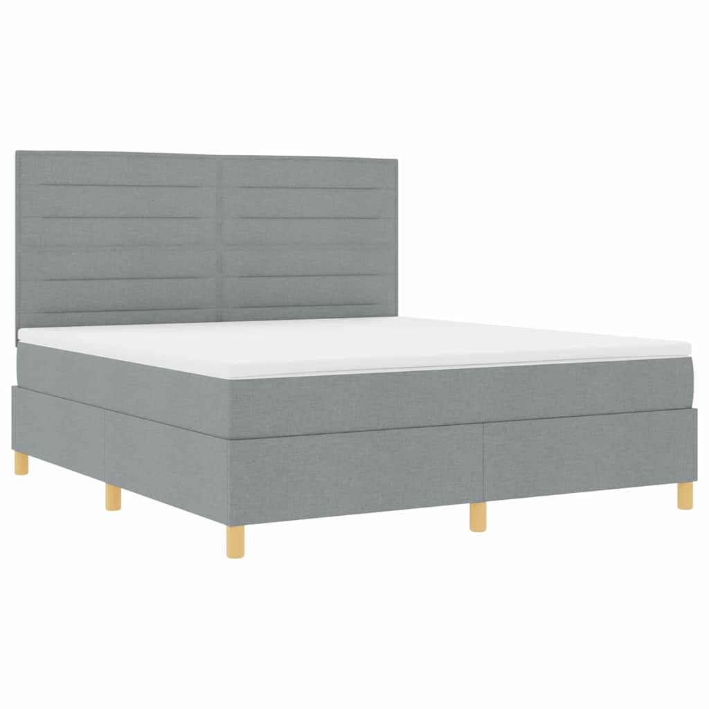 vidaXL Łóżko z sprężyną LED Jasnoszary 180 x 200 cm tkanina
