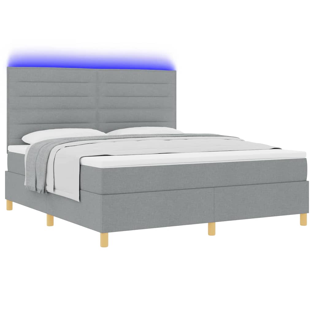 vidaXL Łóżko z sprężyną LED Jasnoszary 180 x 200 cm tkanina