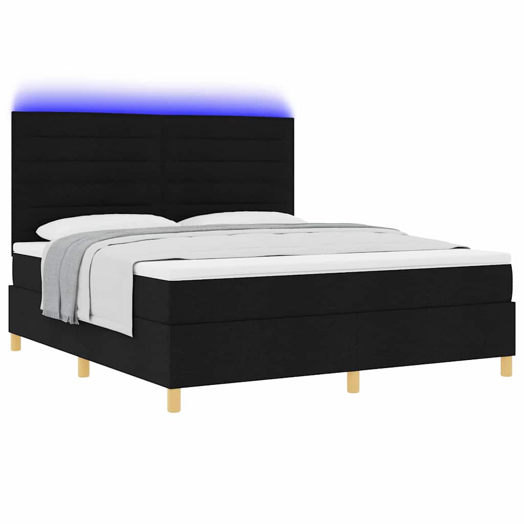 vidaXL Łóżko z sprężyną LED z materacem Czarny 180 x 200 cm tkanina