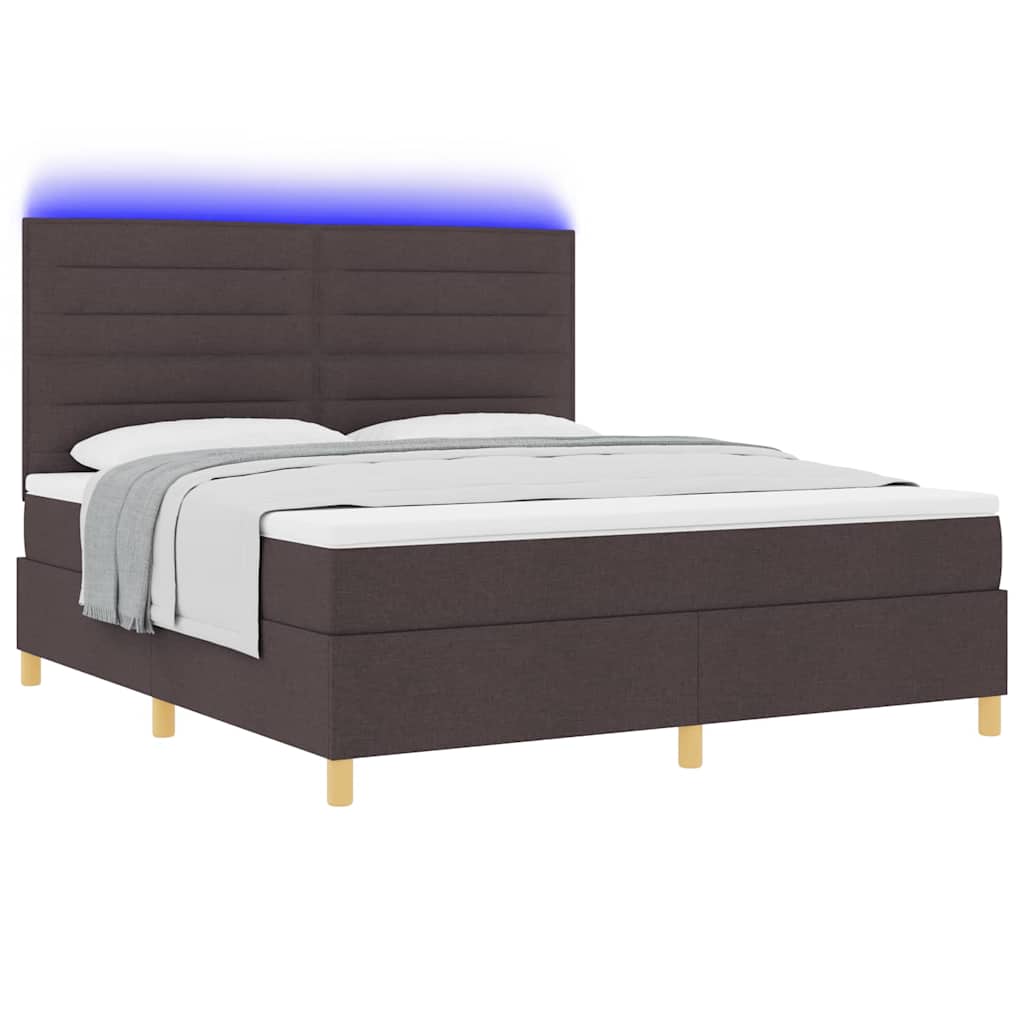 vidaXL Łóżko z sprężyną LED Ciemny brąz 180 x 200 cm tkanina