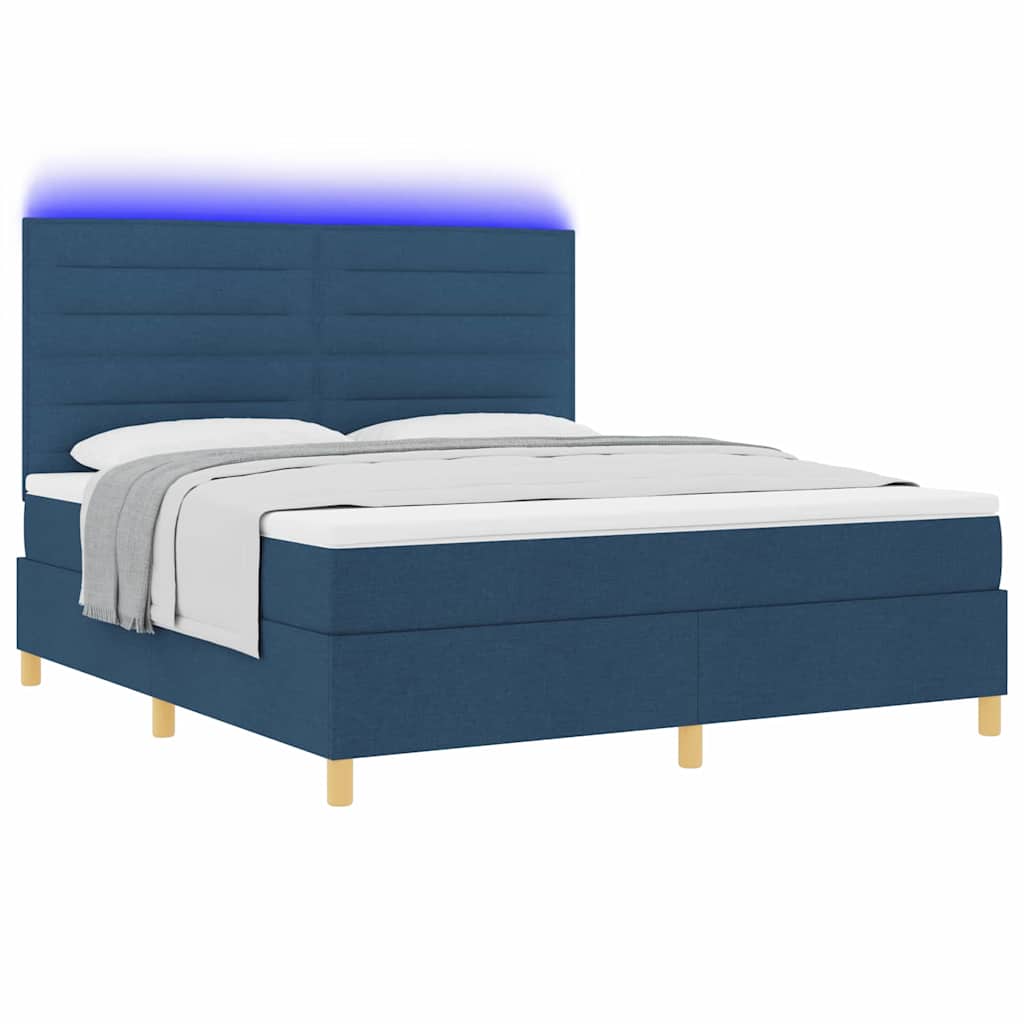 vidaXL Łóżko z sprężyną LED z materacem Niebieski 180 x 200 cm tkanina