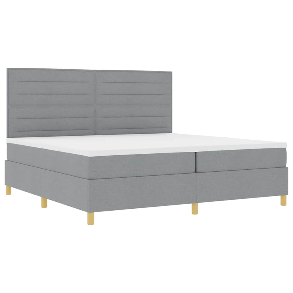 vidaXL Łóżko z sprężyną LED Jasnoszary 200 x 200 cm tkanina