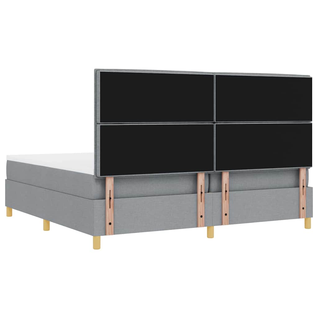 vidaXL Łóżko z sprężyną LED Jasnoszary 200 x 200 cm tkanina