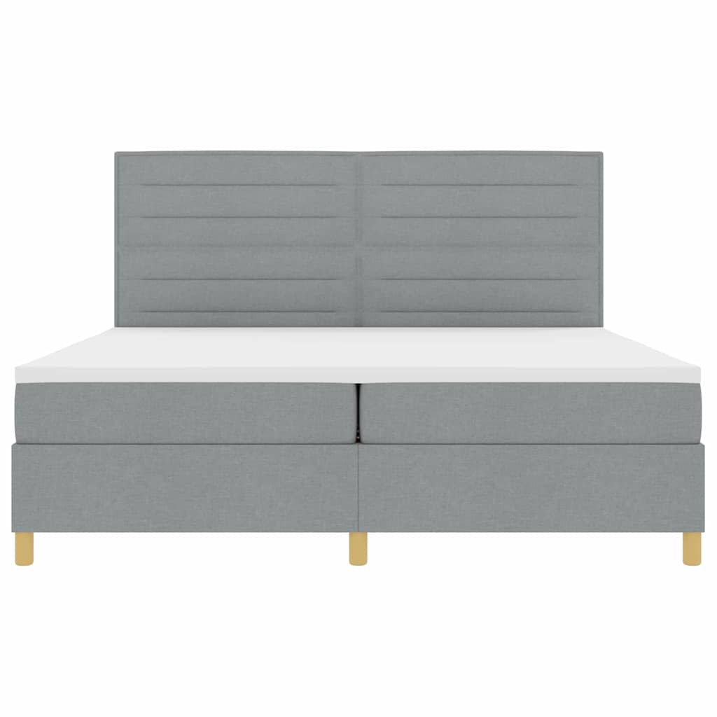 vidaXL Łóżko z sprężyną LED Jasnoszary 200 x 200 cm tkanina