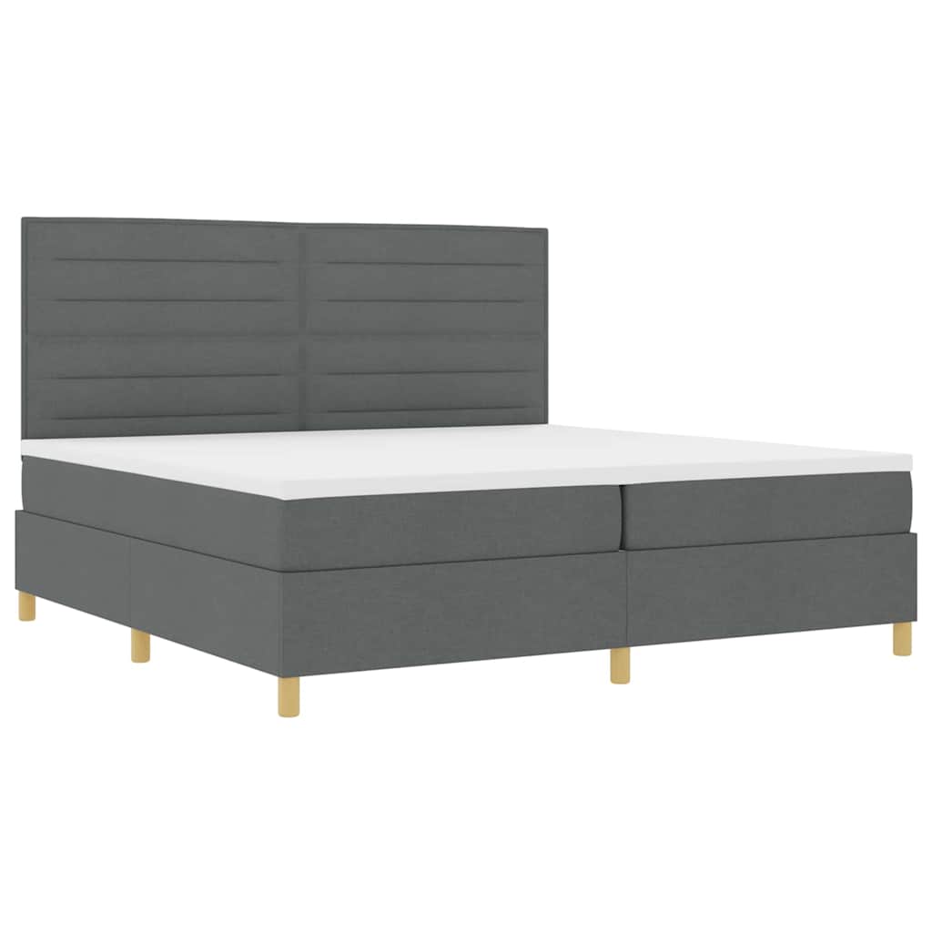 vidaXL Łóżko z sprężyną LED Ciemnoszary 200 x 200 cm tkanina