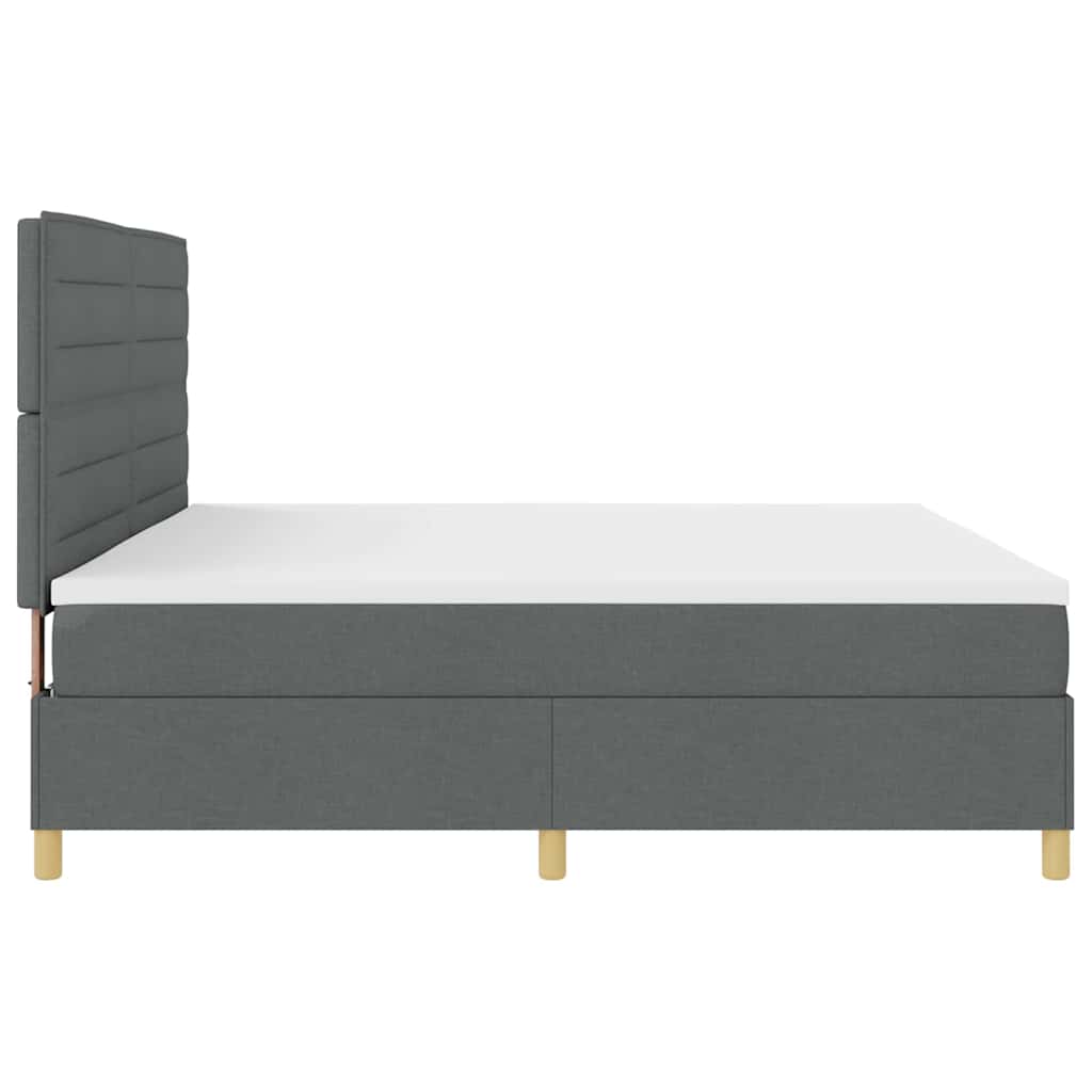 vidaXL Łóżko z sprężyną LED Ciemnoszary 200 x 200 cm tkanina